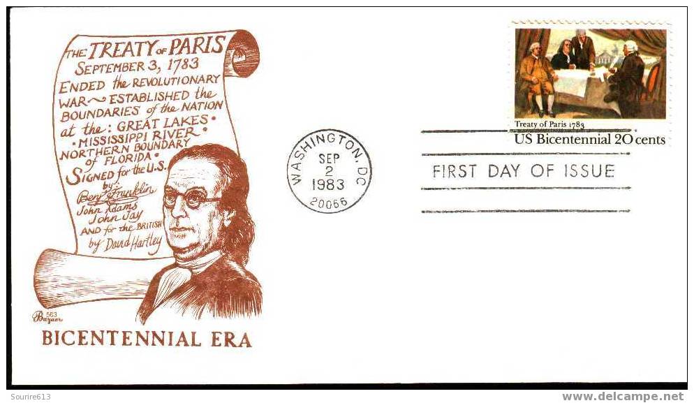 Fdc USA 1983 Histoire Indépendance USA  Traité De Paris 1783 Plume - Unabhängigkeit USA