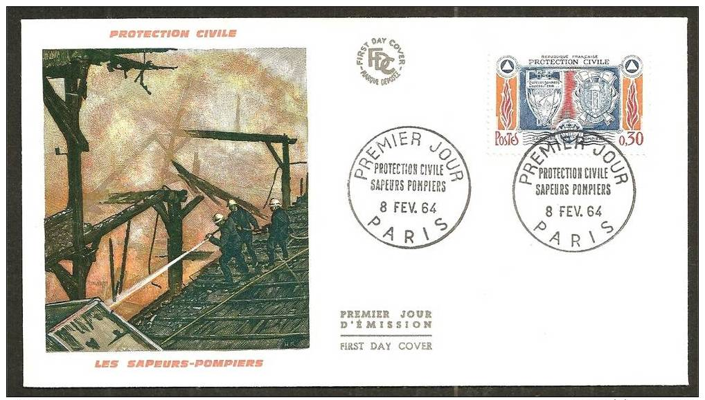 *LES SAPEURS POMPIER - PROTECTION CIVILE  8.2.1964 . FDC - 1960-1969