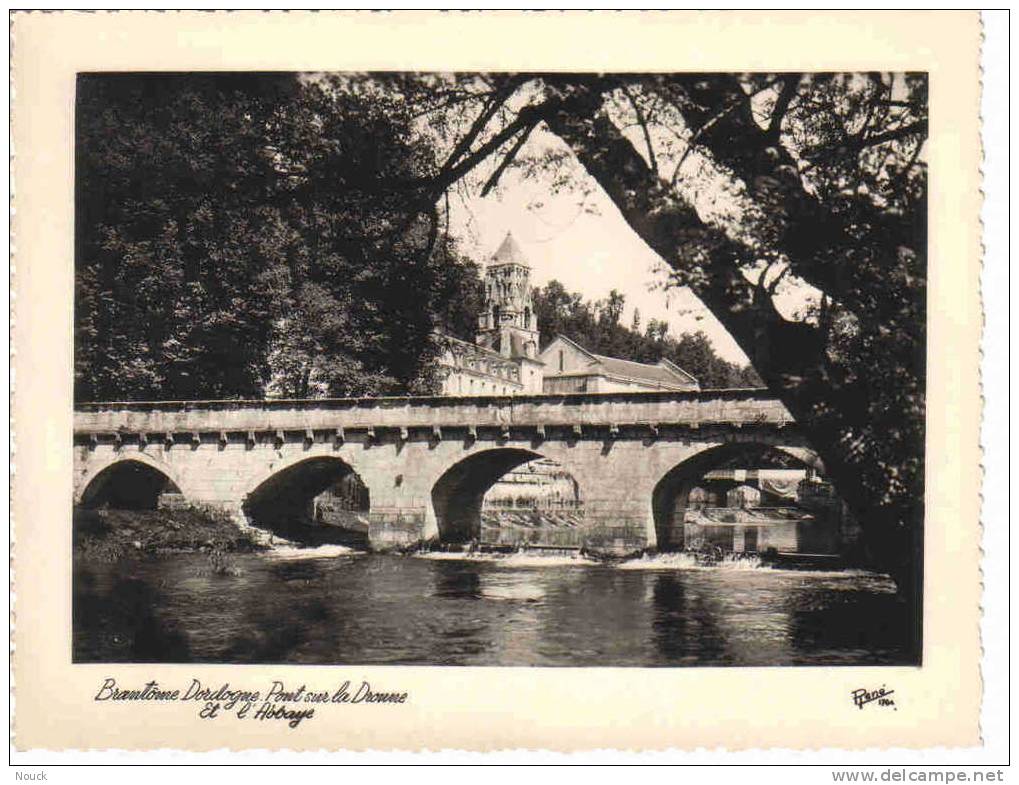 BRANTOME (Dordogne): Pont Sur La Dronne Et Abbaye - (CARTE GEANTE Format 14 X 18) - Brantome