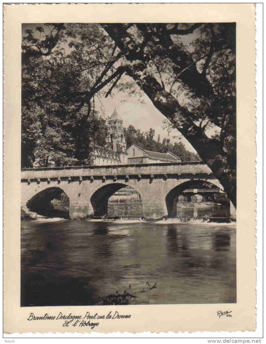 BRANTOME (Dordogne): Pont Sur La Dronne Et L' Abbaye - (CARTE GEANTE Format 14 X 18) - Brantome