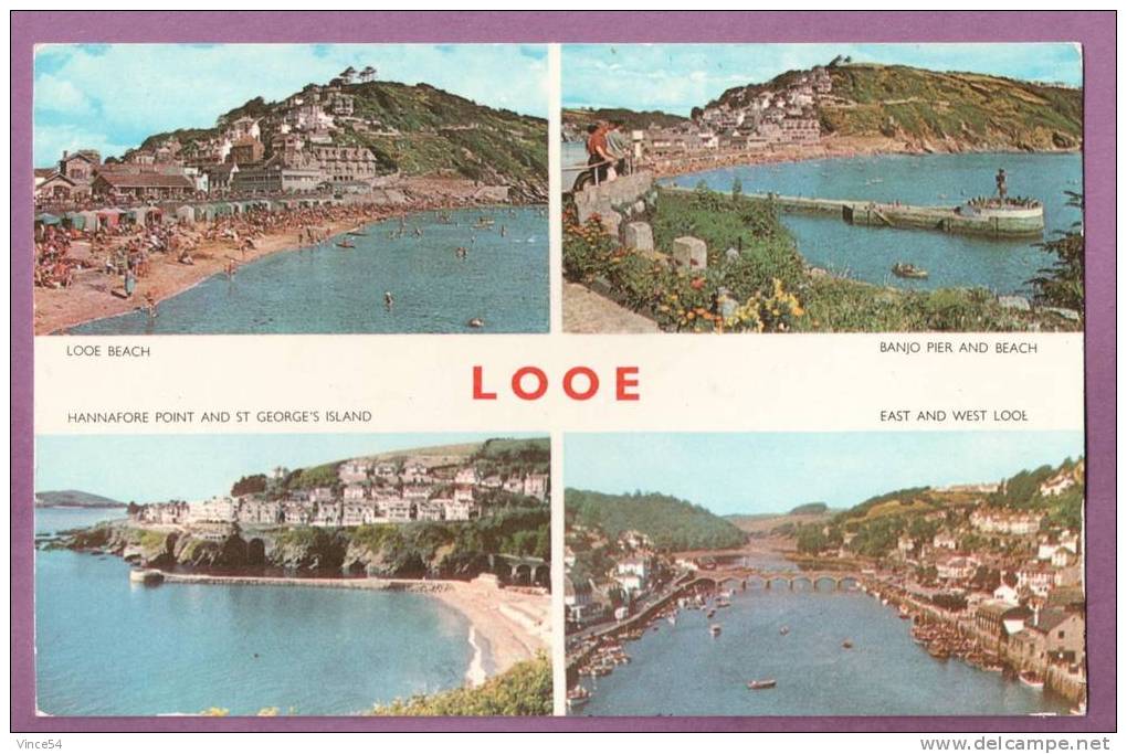 LOOE - Beach. Hannafore Point & St-George´s Island. Banjo Pier & Beach. East & West LOOE. 60´s.  Unused - Sonstige & Ohne Zuordnung