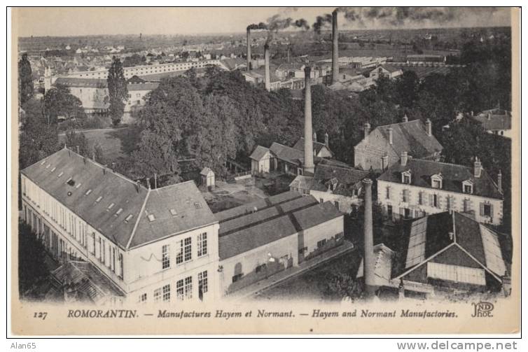 Romorantin, Hayem And Normant Manufacturies Factory, Industry On 1910s Vintage France Postcard - Romorantin