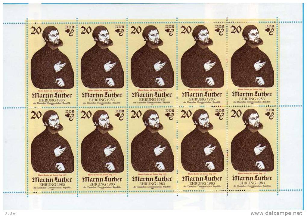 Luther 1982 DDR 2755,4-Block Plus KB II Mit Abart F4,f9 ** 12€ Defekte I/M Gemälde Junker Error On Stamp Bloc Bf Germany - Errors & Oddities