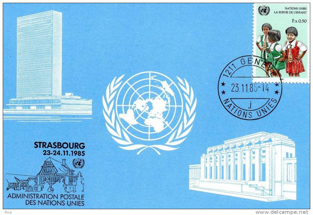 Carte  Du Siege Des Nations Unies  Stasbourg  23-24 /11 /1985 - 1985