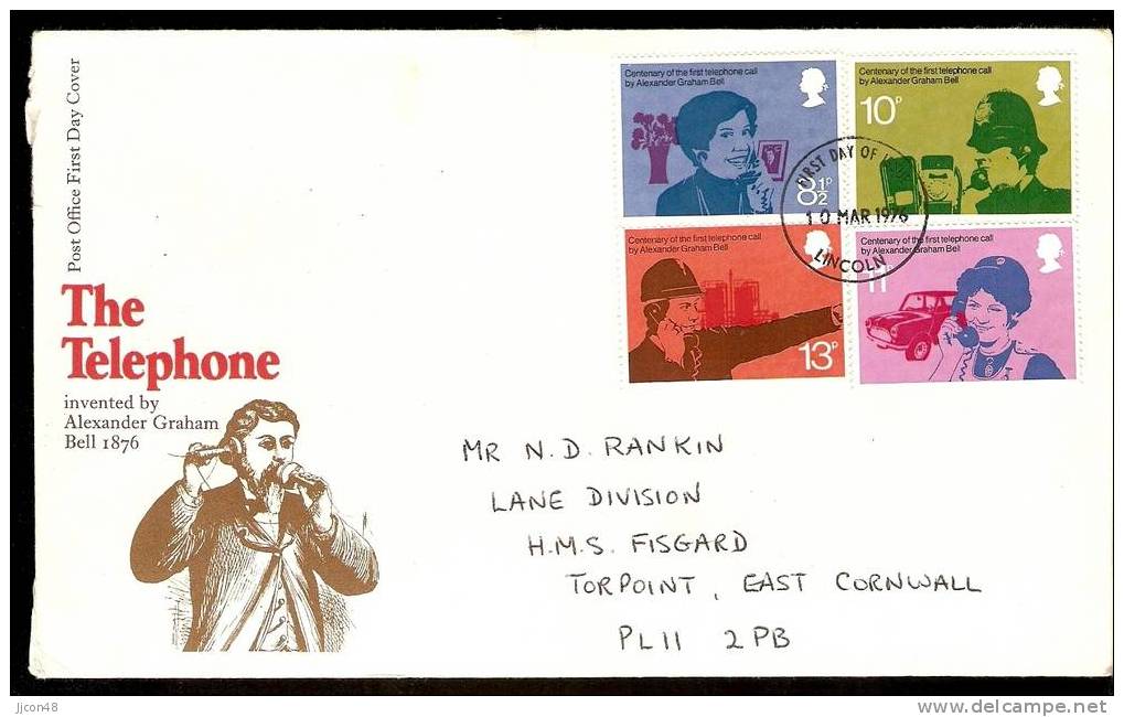 Great Britain 1976 Telephone Centenary. FDC. Lincoln Postmark - 1971-1980 Dezimalausgaben