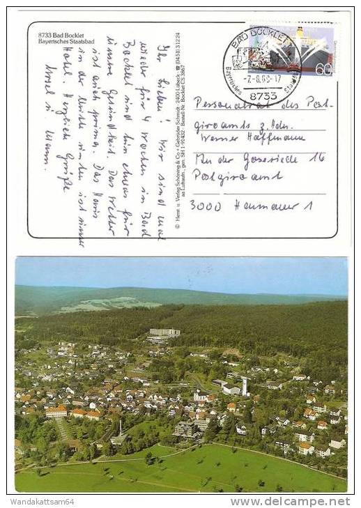 AK 8733 Bad Bocklet Bayerisches Staatsbad Luftaufnahme  -7.-8.89 - 17 Stempel Bild Mit Einer Kutsche - Bad Kissingen