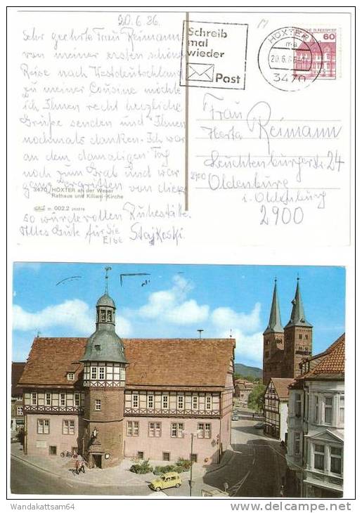 AK 3470 HÖXTER An Der Weser Rathaus Und Killani-Kirche  20. 6.86 - 10 Nach  2900 Oldenburg I. Oldenburg - Hoexter