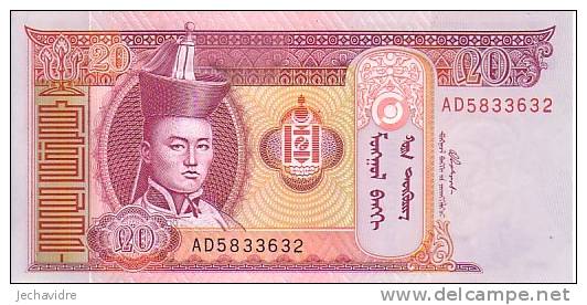 MONGOLIE   20 Tugrik  Emission De 2005    Pick 63     ***** BILLET NEUF ***** - Mongolie