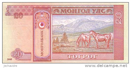 MONGOLIE   20 Tugrik  Emission De 2005    Pick 63     ***** BILLET NEUF ***** - Mongolia