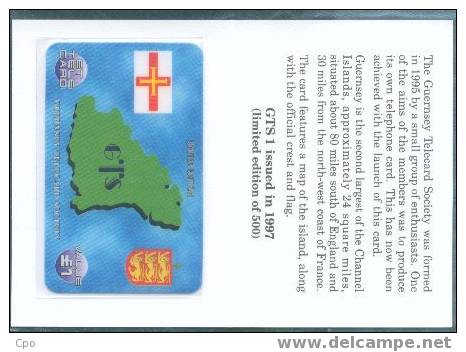 # GUERNSEY Gts1 Jersey Island AVEC ENCART (remote Card) L1 Gte  500ex Tres Bon Etat - [ 7] Jersey Und Guernsey