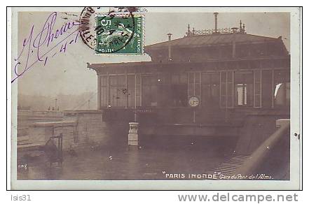 Chemins De Fer - Métro ? - Inondations De 1910 - Dép 75 - Paris - Arrondissement: 07 - Gare Du Pont - Bon état - De Overstroming Van 1910