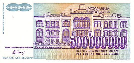 YOUGOSLAVIE    500 000 000 Dinara   Daté De 1993    Pick 134     *****BILLET  NEUF***** - Yugoslavia