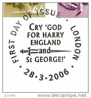 Great Britain 2006  Regional Definitives "England"  FDC.  Special Postmark - 2001-2010 Em. Décimales