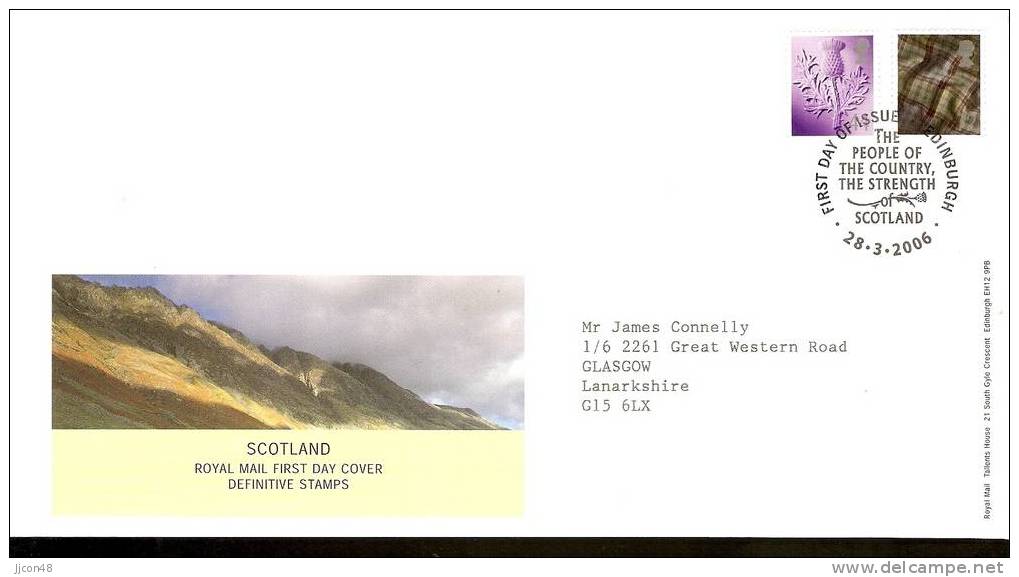 Great Britain 2006  Regional Definitives "Scotland"  FDC.   Special Postmark - 2001-2010 Decimal Issues