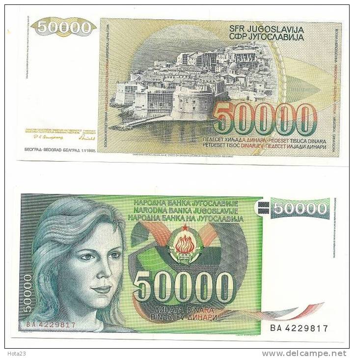YUGOSLAVIA - 50.000 DINAR ( 1988 ) P- 96 UNC - Yugoslavia