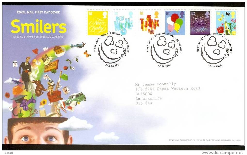 Great Britain 2006  Smilers   FDC.  Special Postmark - 2001-2010 Dezimalausgaben