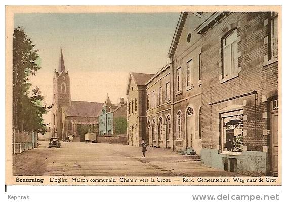 BEAURAING : L'Eglise. Maison Communale. Chemin Vers La Grotte - CPSM COLORISEE - Edit. J. Claessens, Beauraing - Beauraing