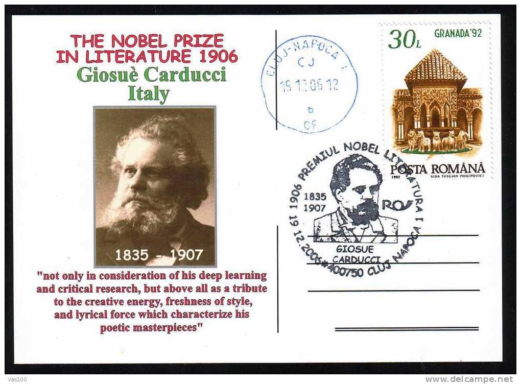 THE NOBEL LITERATURE PRIZE,1906,GIOSUE CARDUCCI ITALY - Andere & Zonder Classificatie