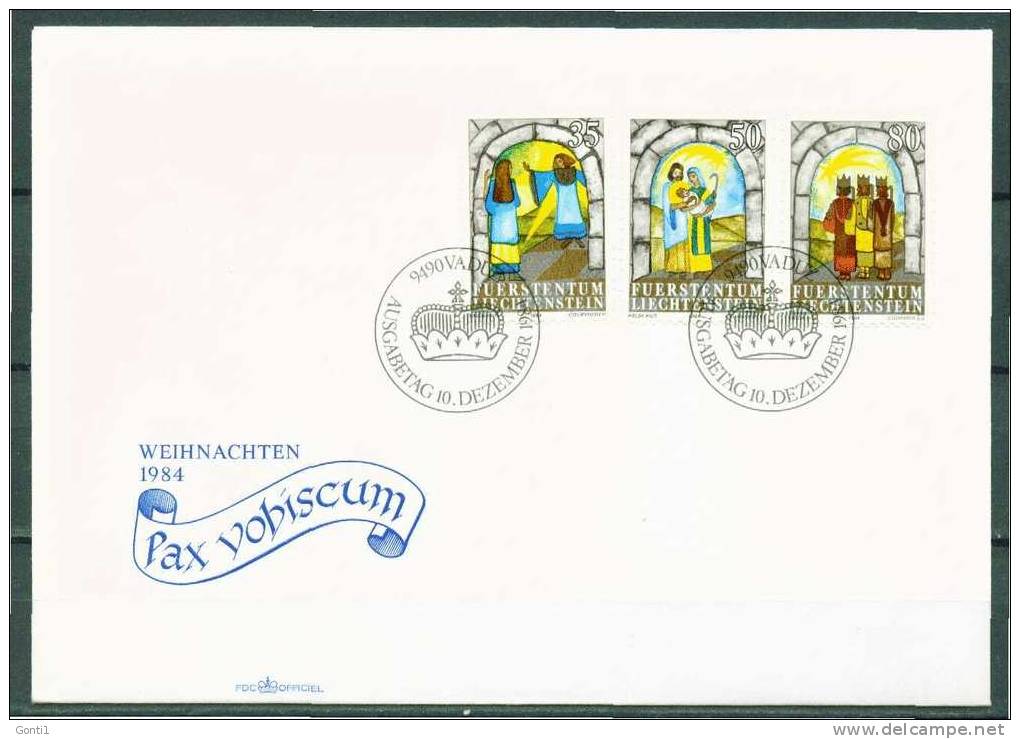 First Day Cover Liechtenstein 1984 Mi.Nr.861-63 Ersttagsbrief "Weihnachten,Christi Geburt,Maria Verkündig. " 1 FDC Beleg - Christmas