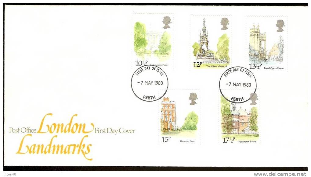 Great Britain 1980  London Landmarks FDC.  Perth Postmark - 1971-1980 Decimal Issues