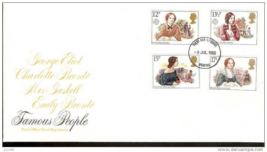 Great Britain 1980  Famous People FDC.  Perth Postmark - 1971-1980 Em. Décimales