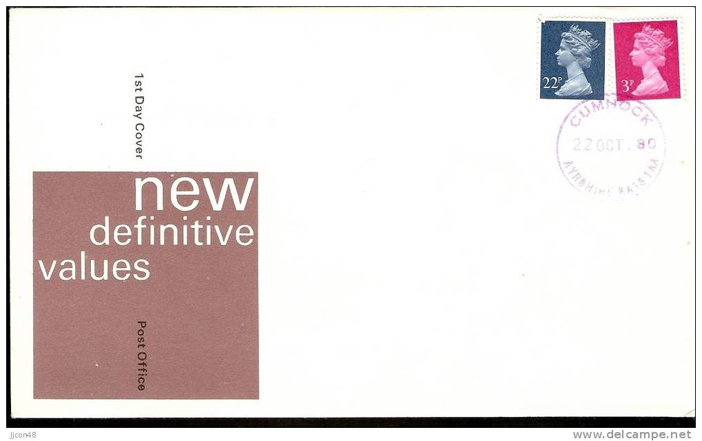 Great Britain 1980  Definitives  FDC.  Cumnock Postmark - 1971-1980 Decimal Issues