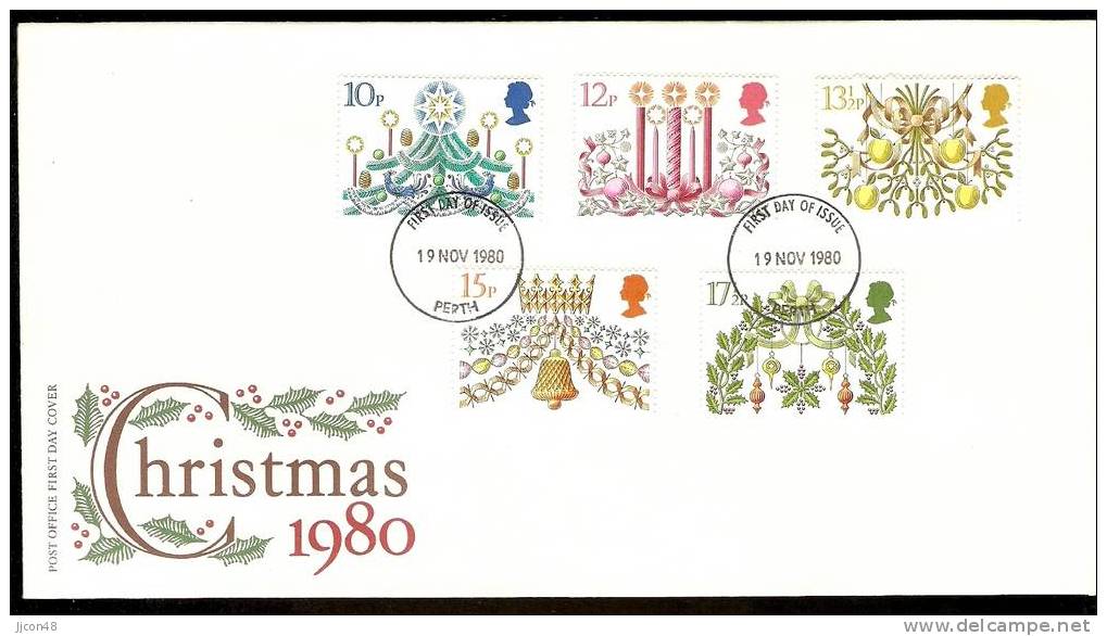 Great Britain 1980  Christmas  FDC.  Perth Postmark - 1971-80 Ediciones Decimal