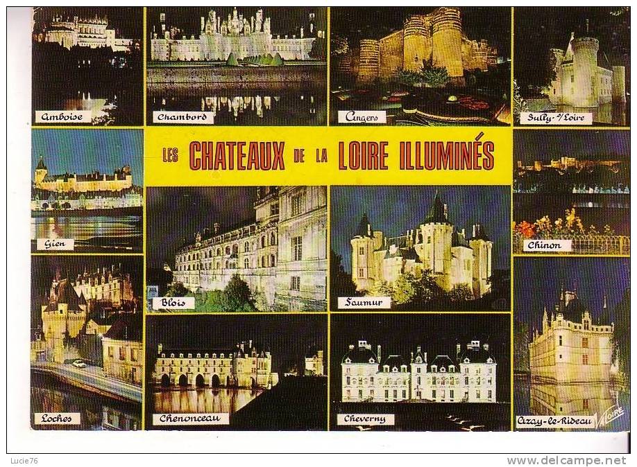 Les Merveilles Du Val De Loire  - Ses Châteaux Illuminés - 12 Vues - N°  564 - Centre-Val De Loire