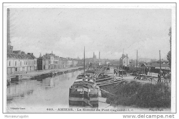 80 )) AMIENS, La Somme Au Pont Cagnard, LC 685, Péniches - Allaines