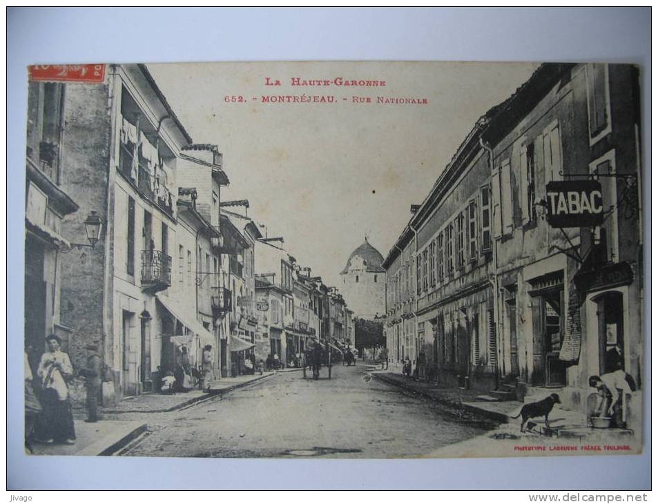 MONTREJEAU  :  Rue Nationale  -  Carte Animée - Montréjeau