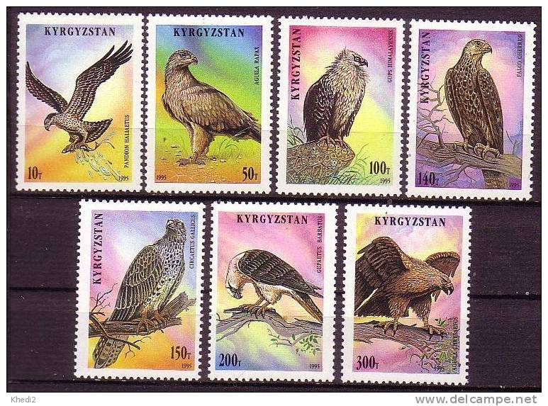 Série Complète KIRGHYSZTAN ** - 7 TP Oiseaux Rapaces - Raptor Bird Birds Stamps - Greifvögel Briefmarken - Aquile & Rapaci Diurni