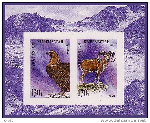 Bloc-feuillet KIRGHYSZTAN ** - Oiseau Rapace & Mouflon - Raptor Bird Birds Stamp - Greifvögel Briefmarke - Eagles & Birds Of Prey