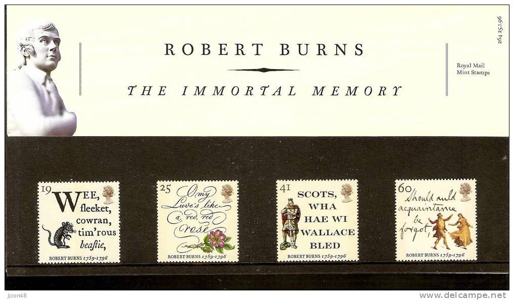 Great Britain 1996  Robert Burns.  Presentation Pack - Presentation Packs