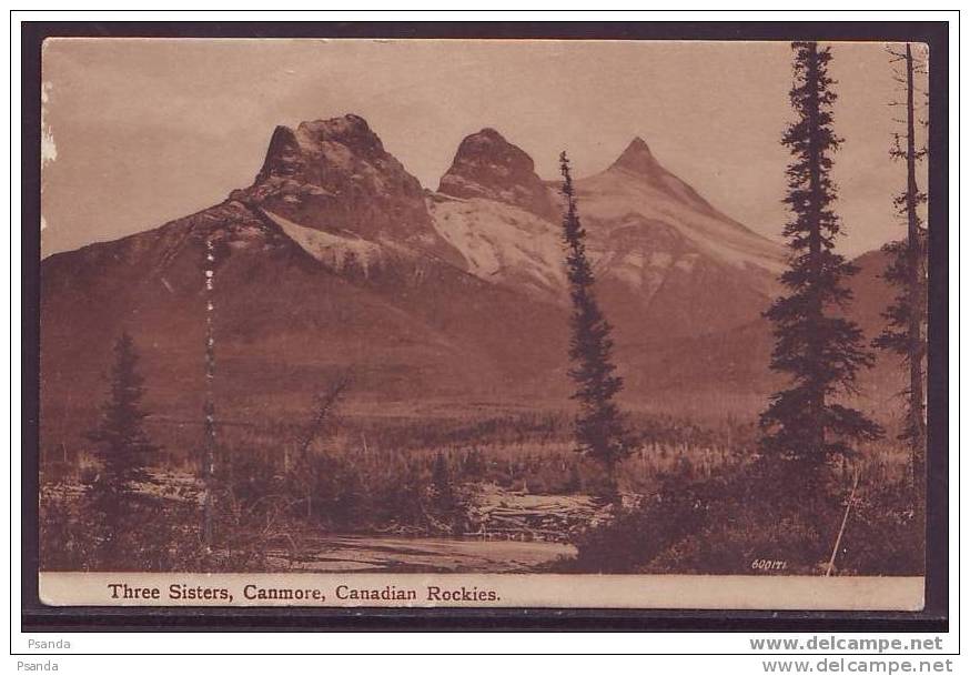 1900s Three Sisters, Canmore, Canadian Rockies, Bow Valley, Alberta Canada - The Valentine&Sons' Publ. No. 600171 - Lac Louise