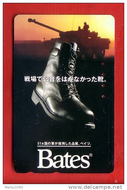 Japan Japon Telefonkarte -  Militär Militairy Krieg War Panzer Tank  Stiefel Bates Sonnenaufgang 110 - 011 - Armee