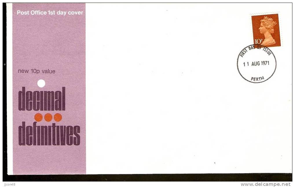 Great Britain 1971  Definitives. FDC.  Perth Postmark - 1971-1980 Decimale  Uitgaven