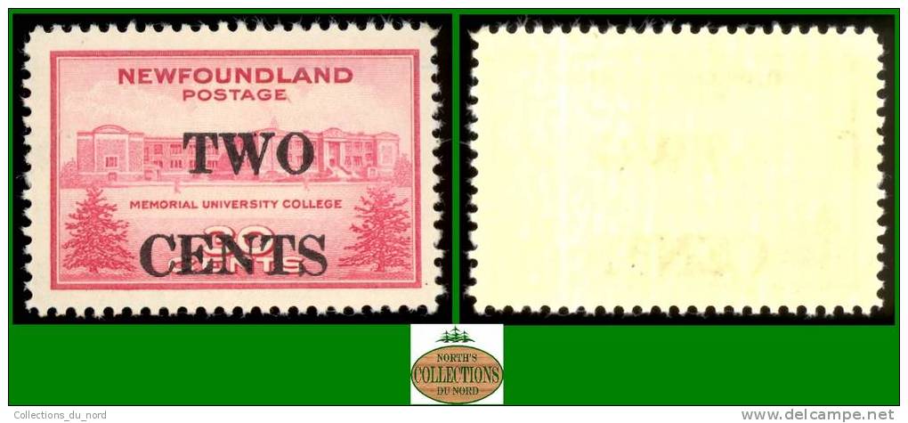 Canada, Newfoundland (Unitrade & Scott # 268 - University Issue, Surcharged / Émission Université, Surcharge, Mint, VF - 1908-1947