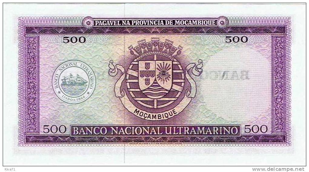 500 Escudos   "Mozambique"  22 Mars 1967      UNC   Ble 45 - Mozambique