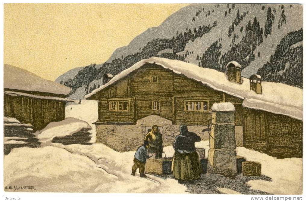 1916 Switzerland Colour Picture Postcard  Art With View Of A Mountain Family Home ( Fuer Die Jugend Karte) - Other & Unclassified