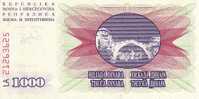 Bosnia-Herzegovina 1 000 Dinara -UNC-1992 Year X 2 Pieces - Bosnie-Herzegovine