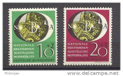 GERMANY, BUNDESREPUBLIK,  EXPO WUPPERTHAL, NEVER HINGED 1951 - Unused Stamps