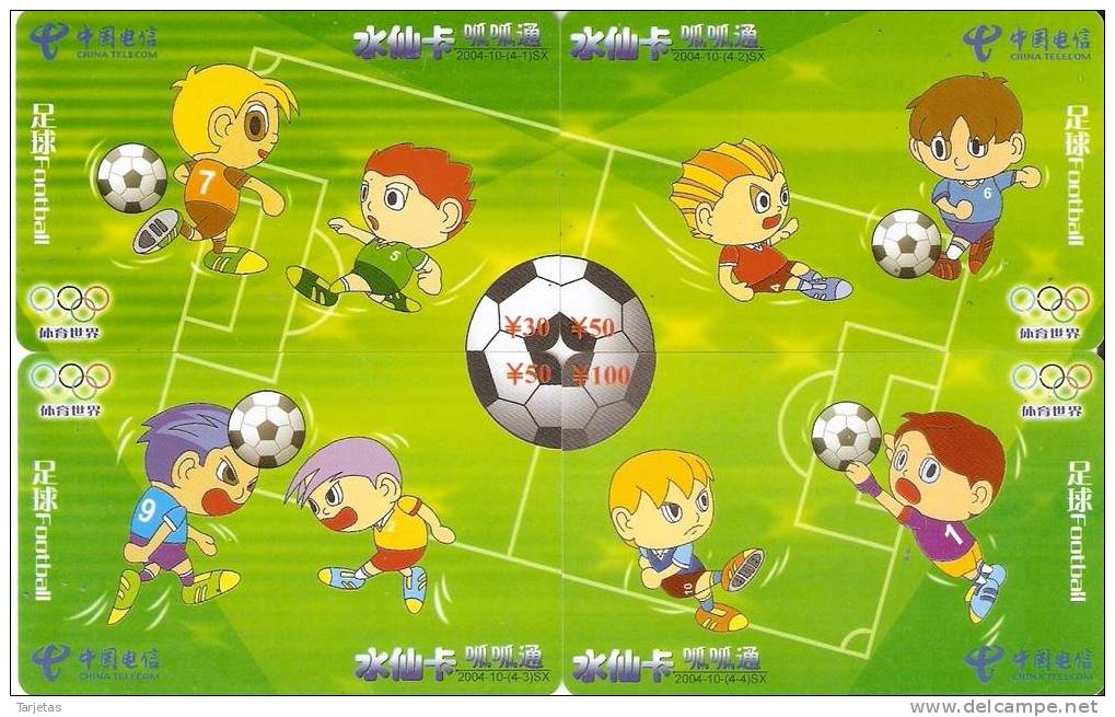 PUZZLE DE 4 TARJETAS DE CHINA DE FUTBOL (FOOTBALL) - Puzzles