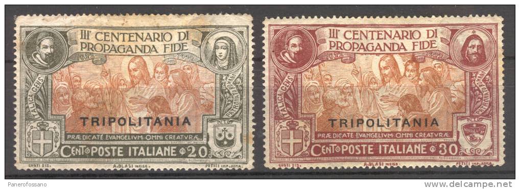 1923 - TRIPOLITANIA - PROPAGANDA FIDE - SERIE COMPLETA Con RITOCCO - CAT. € 185,00 - Tripolitaine