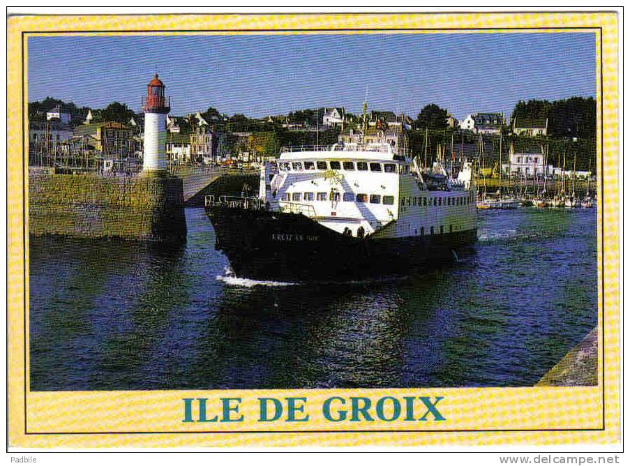 Carte Postale 56. Île De Groix  Bateau Le "Kreiz-er-Mor"  Et Le Phare Beau Plan - Groix