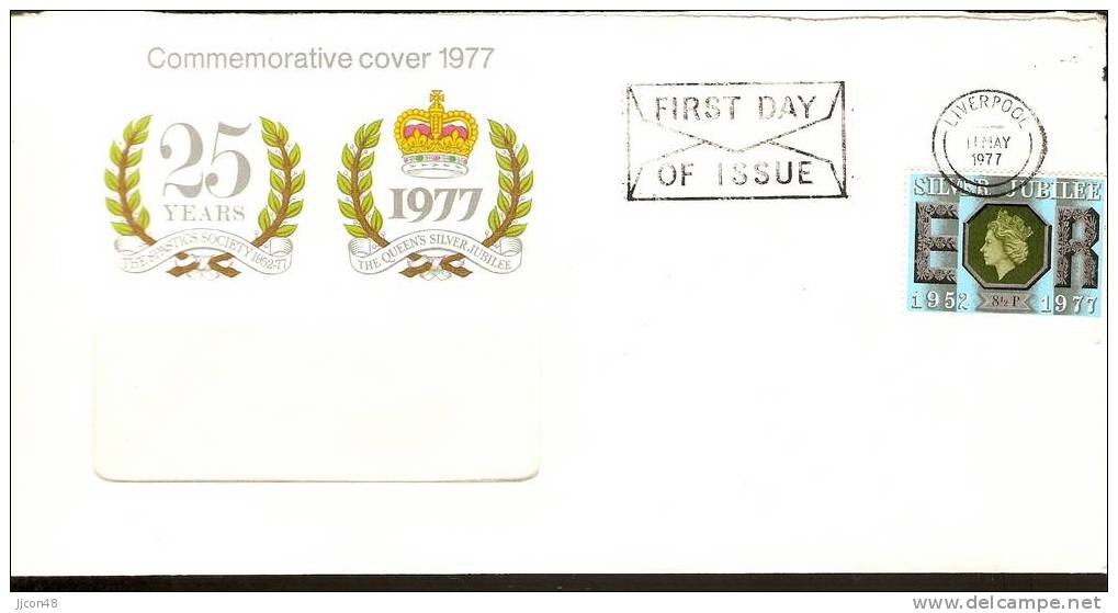 Great Britain 1977 Silver Wedding. FDC.  Liverpool Cancel (The Spastics Society Cover) - 1971-1980 Decimal Issues