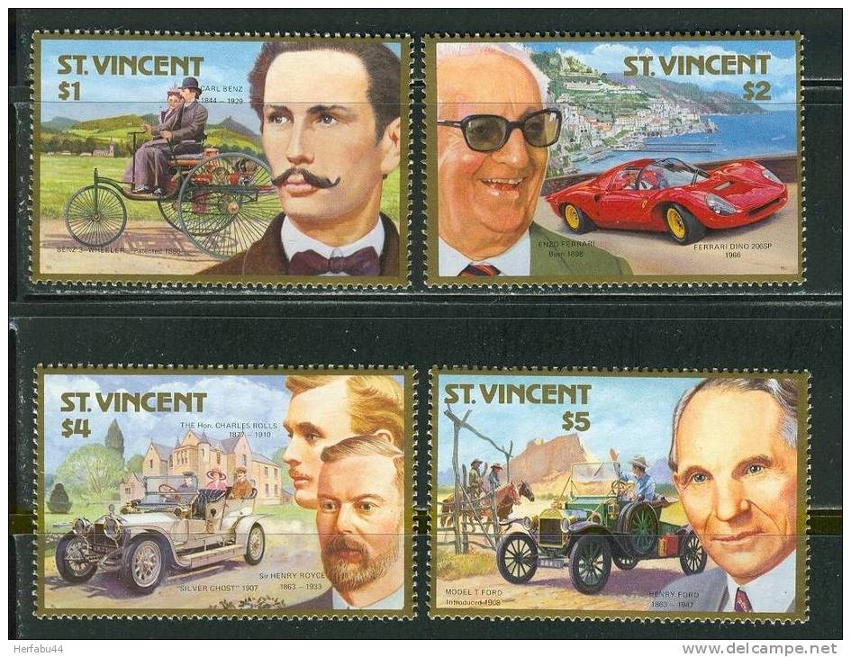 St. Vincent    Automotive Pioneers   Set  SC# 1044-47 Mint - St.Vincent (1979-...)