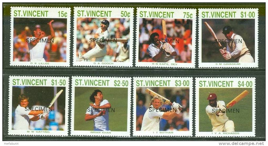 St. Vincent  Cricket Players  Set  SC# 1108-15 Mint - Cricket