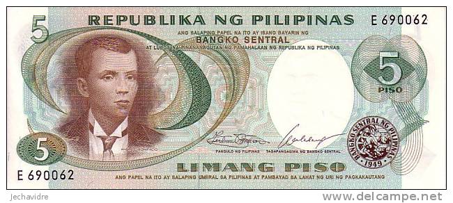 PHILIPPINES   5 Piso  Non Daté   Pick 143a  Signature 7    ***** BILLET  NEUF ***** - Filipinas