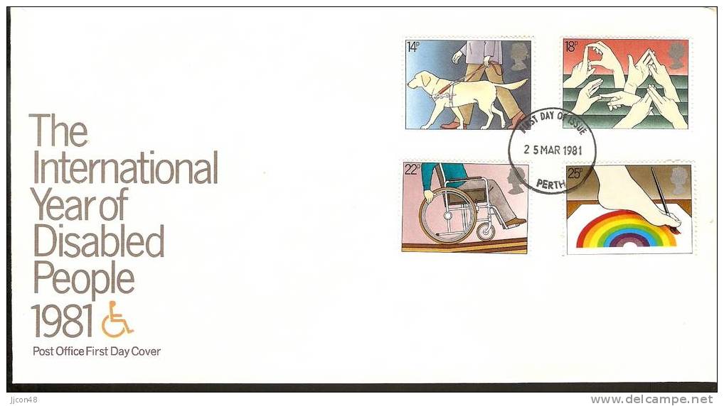 Great Britain 1981  International Year Of The Disabled  FDC.  Perth Cancel - 1981-90 Ediciones Decimales