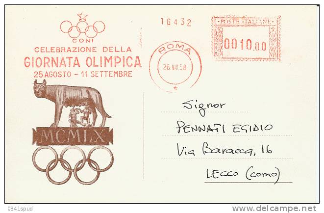 Jeux Olympiques 1960 Ema Metercancel Freistempel Giornata Olimpica Journée Olympique 1958 Olympic Day - Estate 1960: Roma